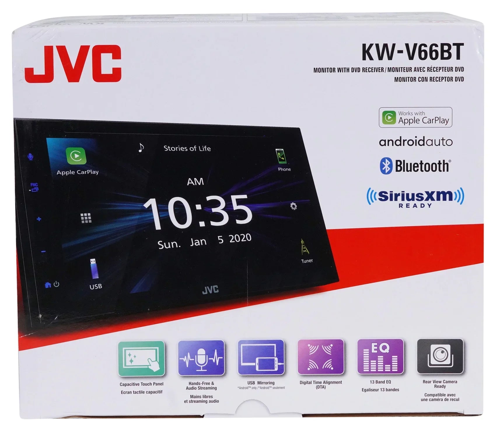 JVC KW-V66BT 6.8" CD/DVD Player Apple Carplay Bluetooth Android Receiver+Camera
