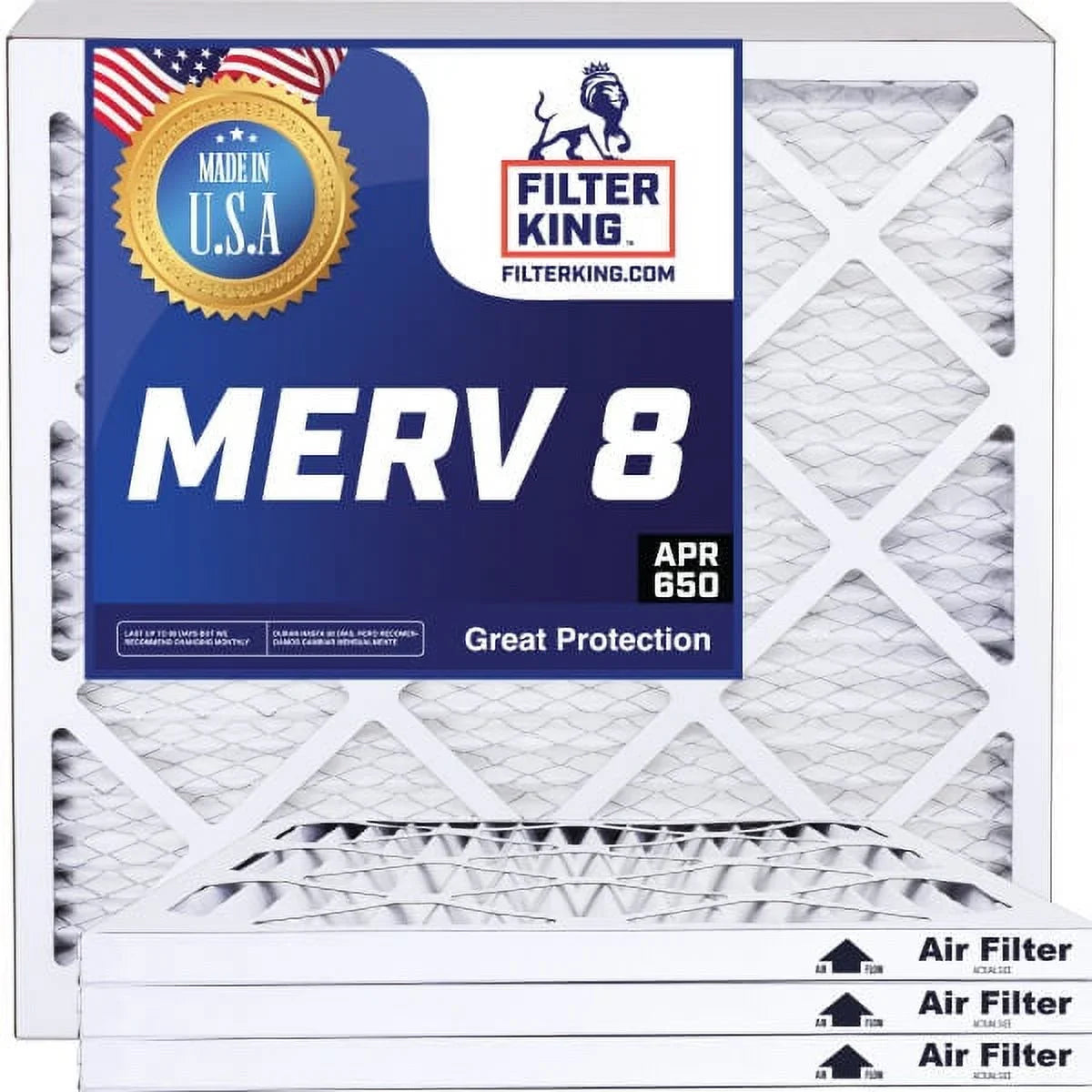 Filter King 20x21.5x1a Air Filter | 4-PACK | MERV 8 HVAC Pleated A/C Furnace Filters | MADE IN USA | Actual Size: 20 x 21.5 x .75"