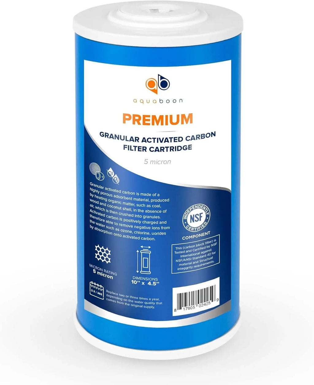 emium 5 Micron 10" X 4.5" Whole House Coconut Shell Granular Activated Carbon (GAC) Water Filter Replacement Cartridge 12-Pack