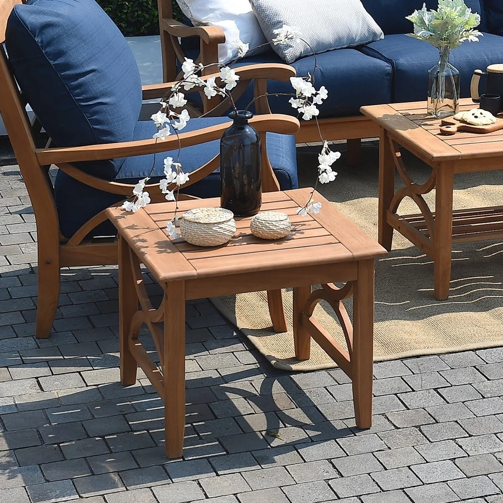 Cambridge Casual Lowell Teak Patio Side Table ed Gray