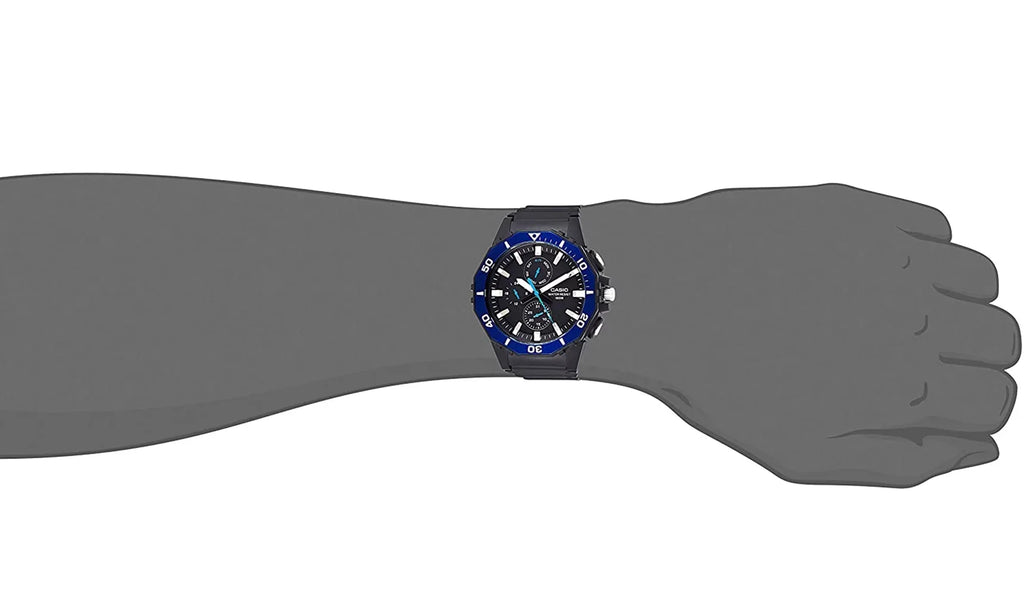 Men's Large Face Diver Style Watch, Black/Blue