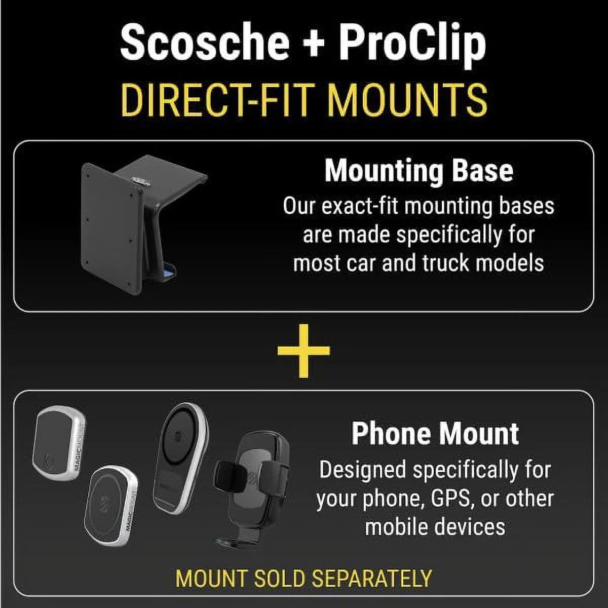 Scosche PC854957 ProClip Center Dash Mount with 2014-2021 Toyota Tundra Trucks (Mounting Base Only)