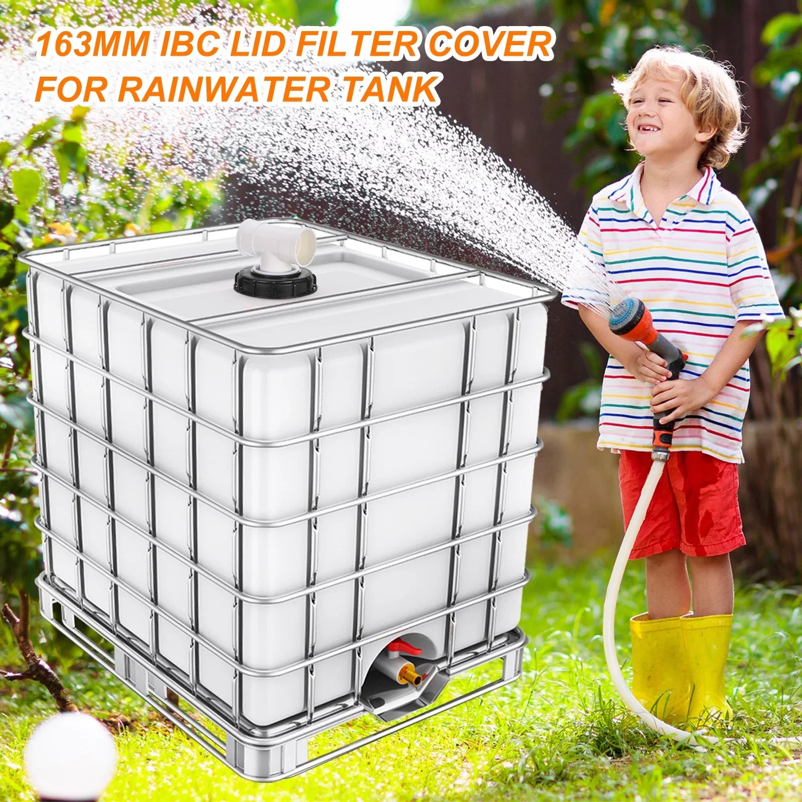 163mm IBC Lid Filter Wrap T-Shaped Rainwater Tank IBC Tote Shield with Washable Nylon Filter
