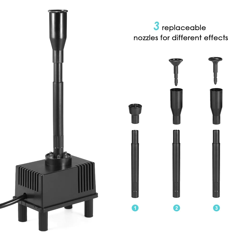 Lixada LED Light Submersible Water Pump 10W Fish Aquarium Bird Bath Garden Pond Fountain 600L/H AC