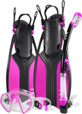 TYR Voyager Women's Mask and Snorkel Fin Set: Pink/Black SM, Shoe Size 5 - 8.5