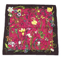 Pre-Owned GUCCI Flora Print Scarf Muffler Large Carre 100% Silk Flower Pink x Bordeaux Gucci aq9410 (Like New)