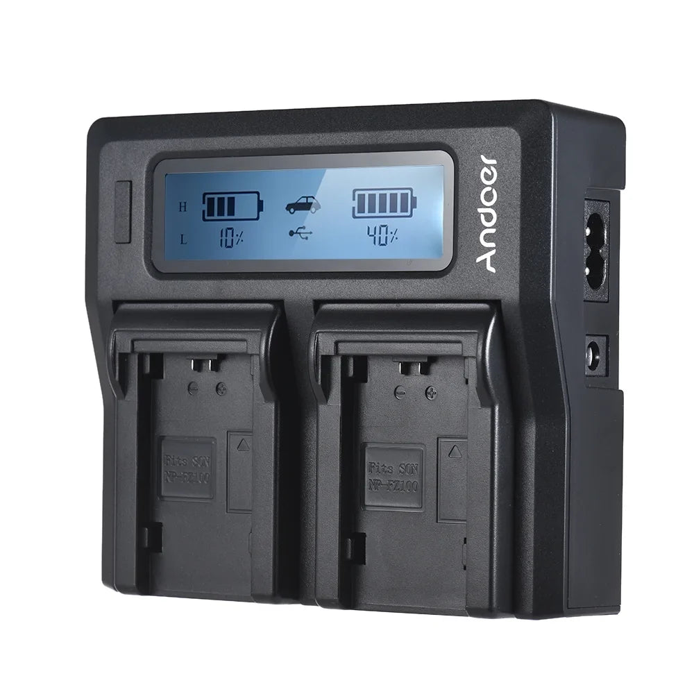 Andoer NP-FZ100 Dual Channel LCD Battery Replacement Sony A7III A9 A7RIII A7SIII