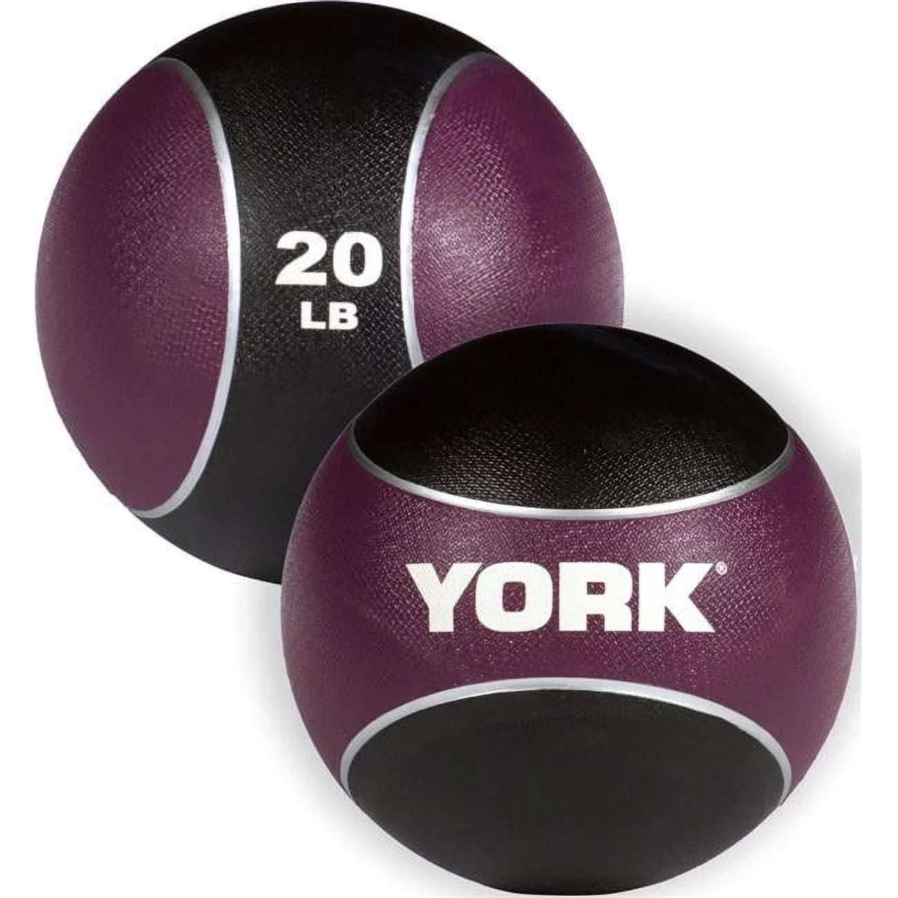 York Barbell 20 lbs 2 Tone Medicine Rubber Ball, Purple