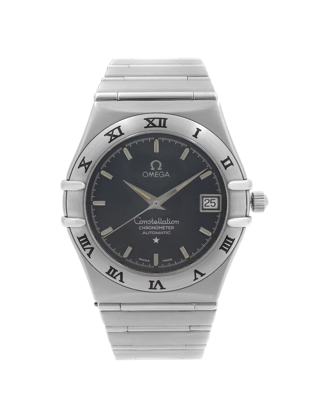 Omega Constellation Steel 35 mm Date Dark Blue Dial Men Automatic Watch 368.1201