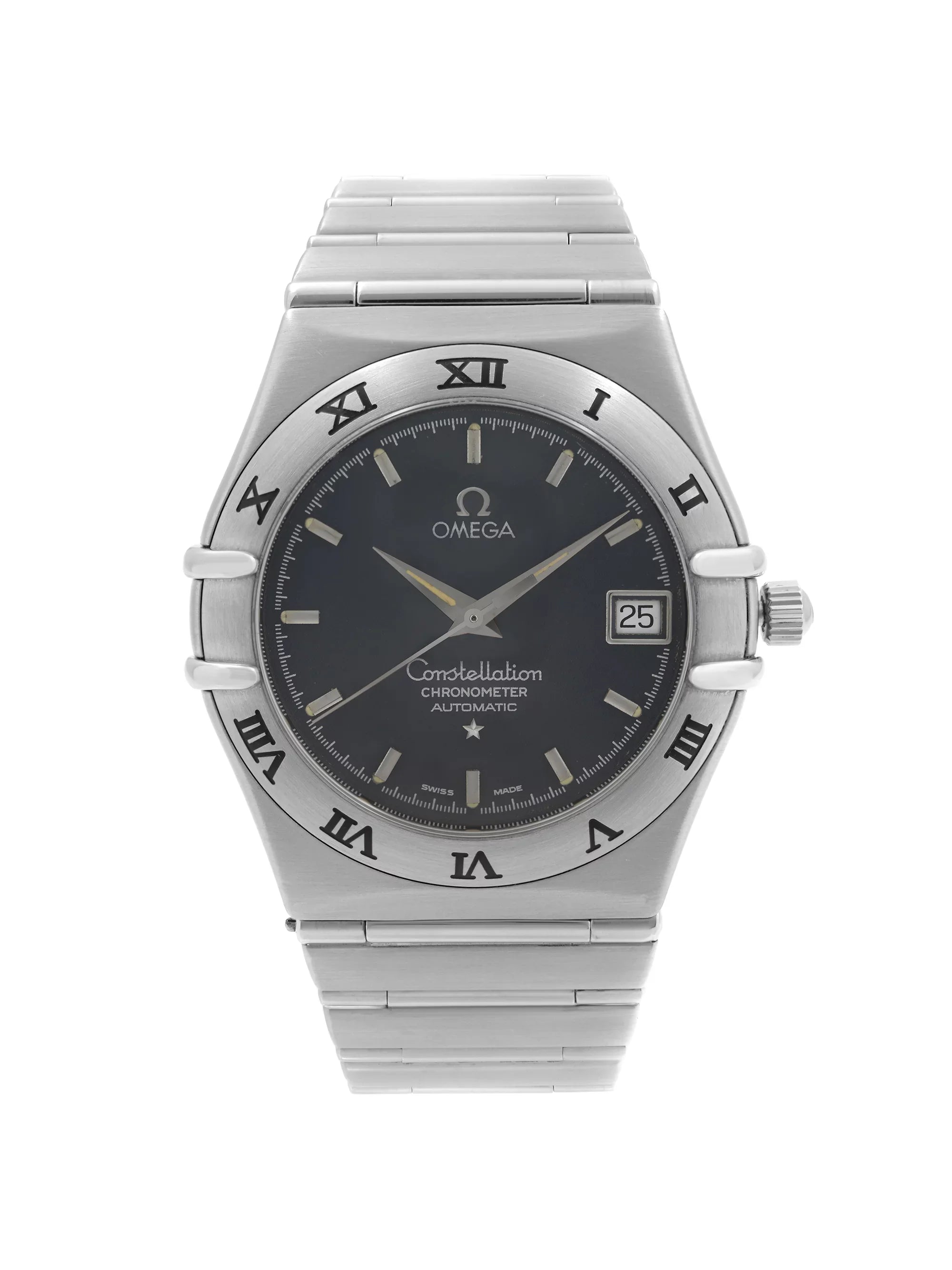 Omega Constellation Steel 35 mm Date Dark Blue Dial Men Automatic Watch 368.1201
