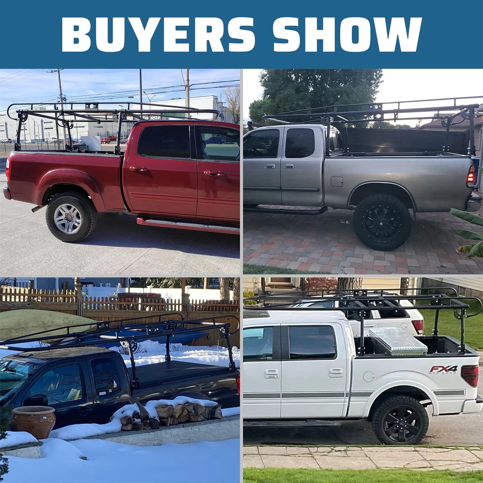 HECASA 60" Over-Cab Truck Rack 1000 Lbs Adjustable Truck Ladder Rack Pickup Lumber Utility Kayak Rack Full Size