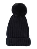 Adrienne Landau Women's Faux Fur Pompom Hat (O/S, Black)