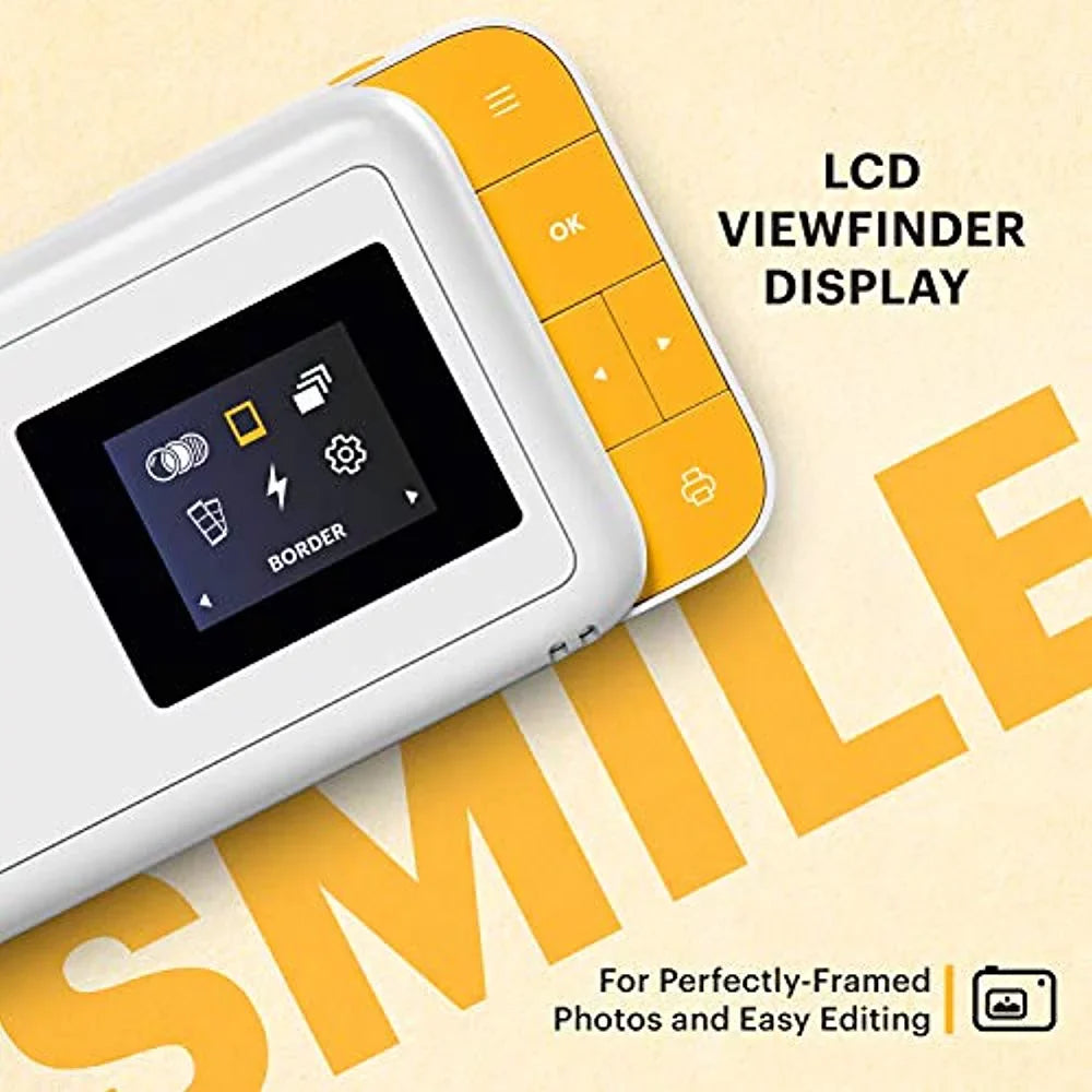 KODAK Smile Instant Print Digital Camera (White/Yellow) Photo Frames Bundle with Soft Case