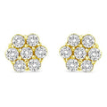 Infinite Jewels 14K Yellow Gold 0.50 CTTW Round Brilliant Cut Diamond Floral Cluster Screwback Stud Earrings, I-J Color - SI2-I1 Clarity