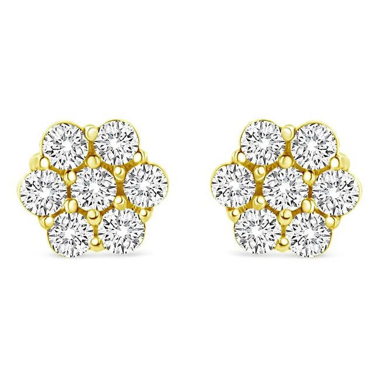 Infinite Jewels 14K Yellow Gold 0.50 CTTW Round Brilliant Cut Diamond Floral Cluster Screwback Stud Earrings, I-J Color - SI2-I1 Clarity