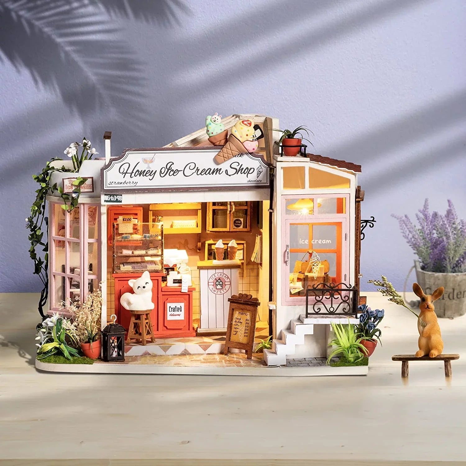 Rolife DIY Miniature Dollhouse Kit 1/24 Scale Tiny House Making Kit Home Decor Gifts Adults & Teens (Honey Ice-Cream Shop)