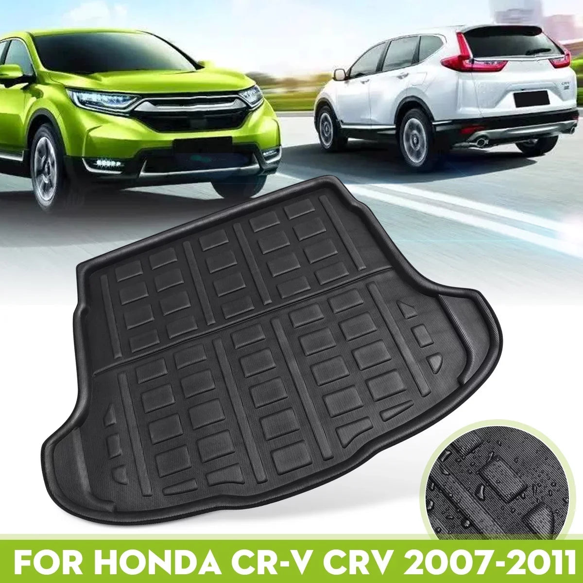 1pcs Cargo Liner Mat Honda CR-V CRV 2007-2011 Boot Rear Trunk Floor Tray Waterproof All , Black