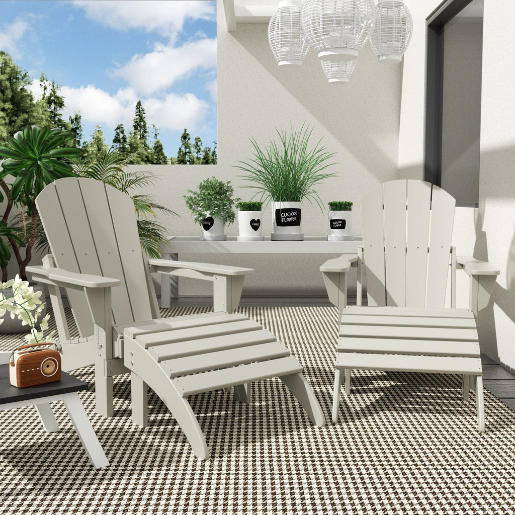 Polytrends Laguna All Poly Outdoor Patio Adirondack Chair Conversation Set - (4-Piece) Sand