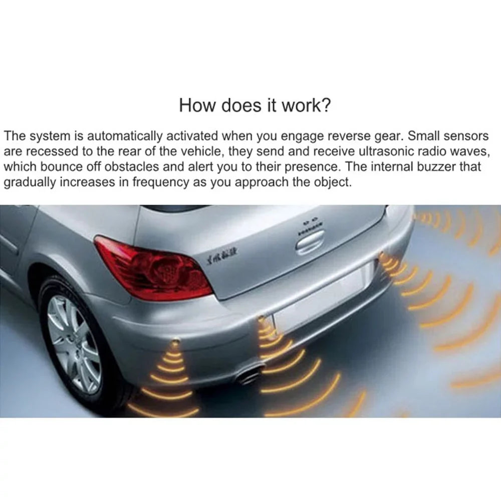 4.3in Backup Camera and Monitor HD Car Rear View Reverse Night Vision Parking Kit+Universal Blind Spot Sensor Warning System Radar Monitoring Detection Set