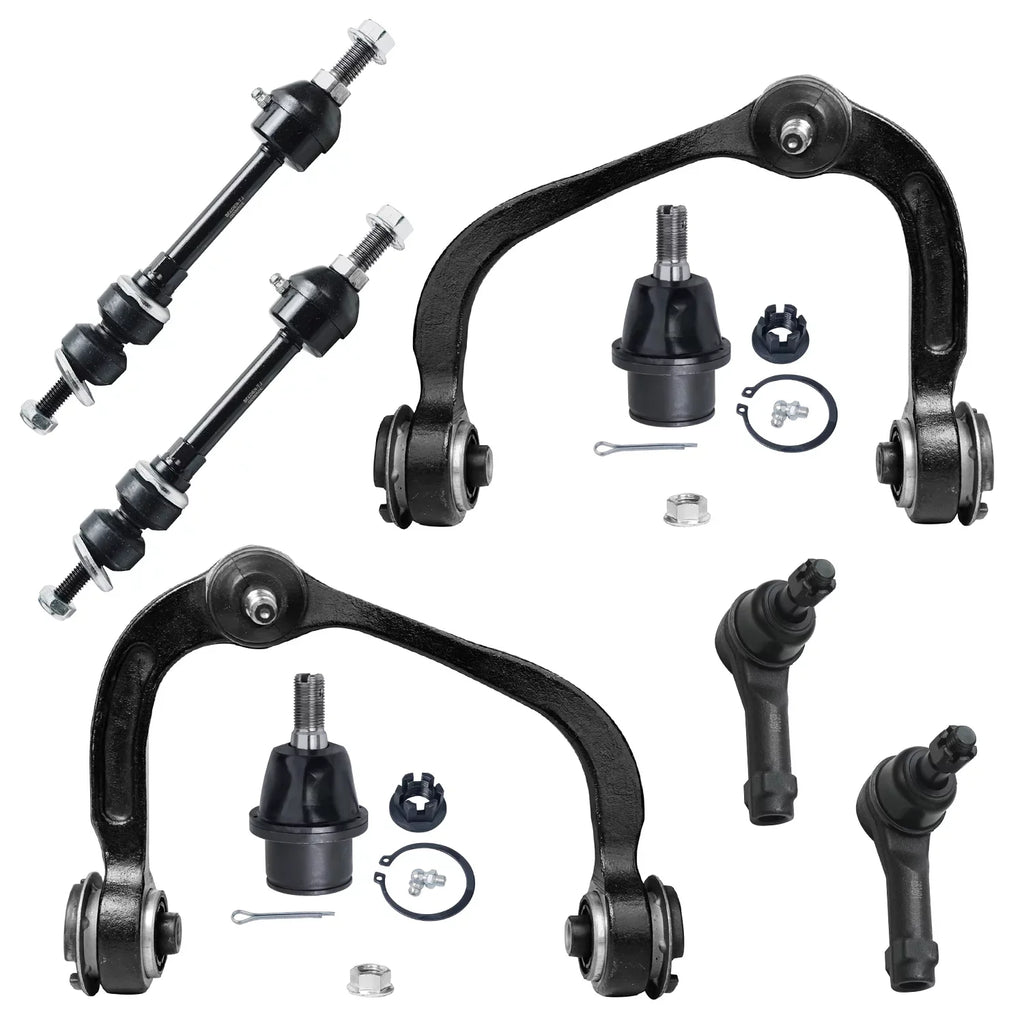 Detroit Axle - Power Steering Rack & Pinion + Front Upper Control Arms + Wheel Hubs + Suspension Kit Replacement Ford F-150 Lincoln Mark LT 4WD w/ABS ; Straight Sway Bars - 11pc Set