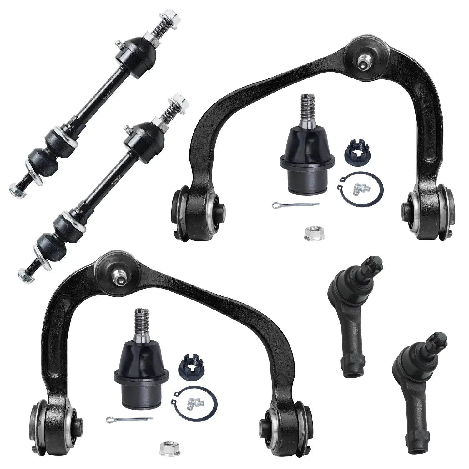 Detroit Axle - Power Steering Rack & Pinion + Front Upper Control Arms + Wheel Hubs + Suspension Kit Replacement Ford F-150 Lincoln Mark LT 4WD w/ABS ; Straight Sway Bars - 11pc Set