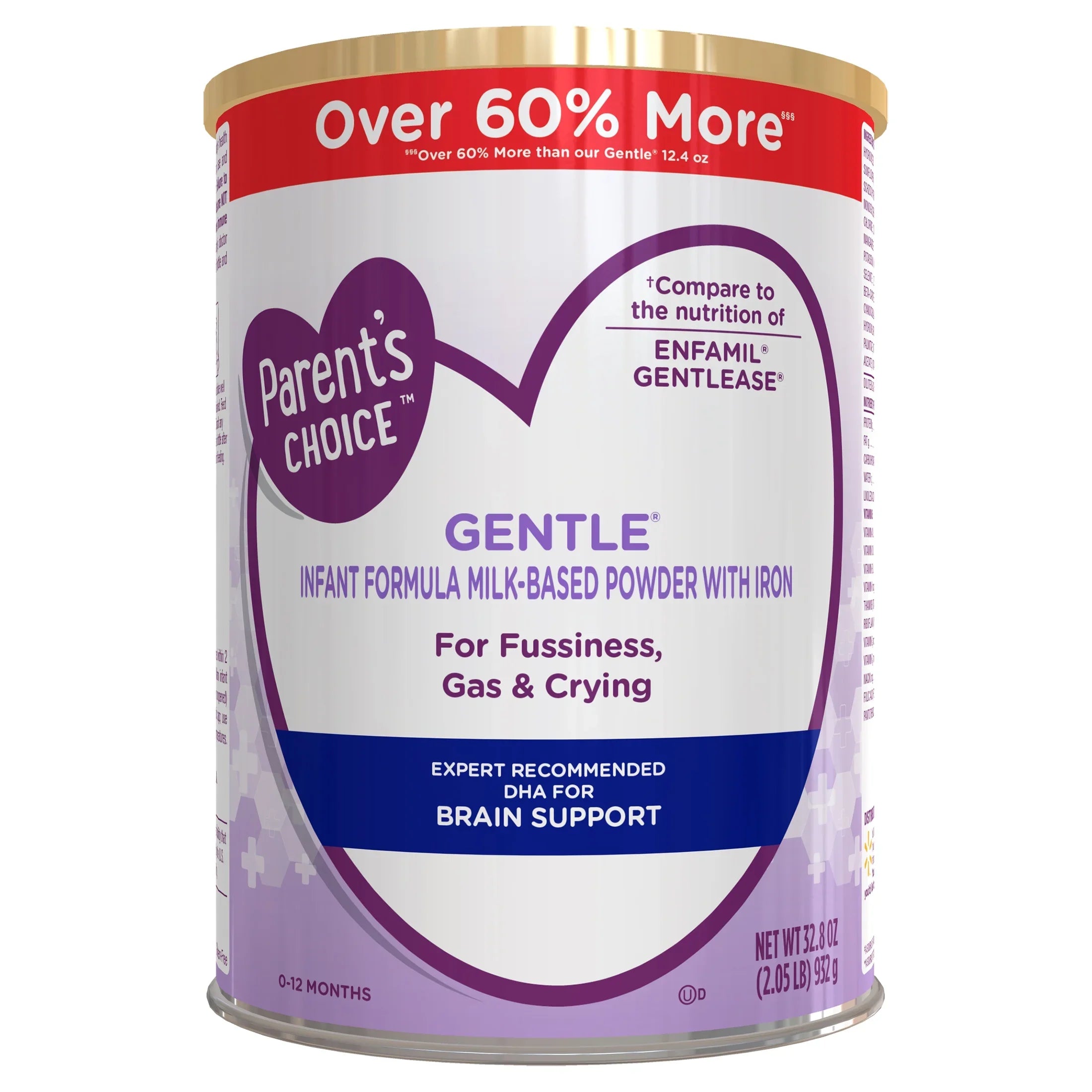 Parent's Choice Gentle Infant Formula Powder with Iron; Fussiness, Gas and Crying, 32.8 oz Canister
