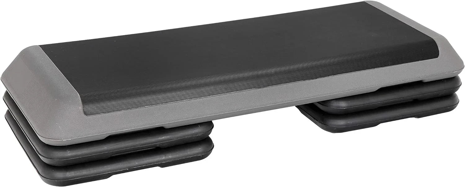 43'' Exercise Aerobic Step Platm, Adjustable Fitness Stepper with 4 Stackable Risers, Aerobics Stepper Workout Stepper Home Gym Cardio Strength & Training