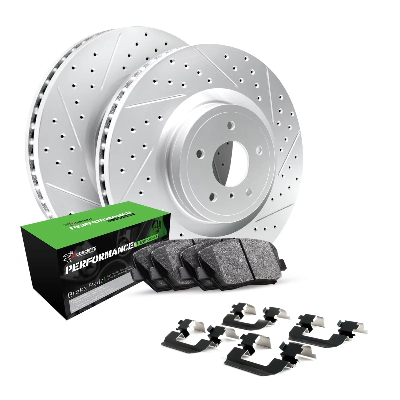 R1 Concepts Front Brakes and Rotors Kit |Front Brake Pads| Brake Rotors and Pads| Pemance Sport Brake Pads and Rotors |Hardware WBSH1-68016