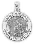 Saint Michael - Protect My Brother - Religious Medal - 3/4 Inch Size of a Nickel in Sterling Silver
