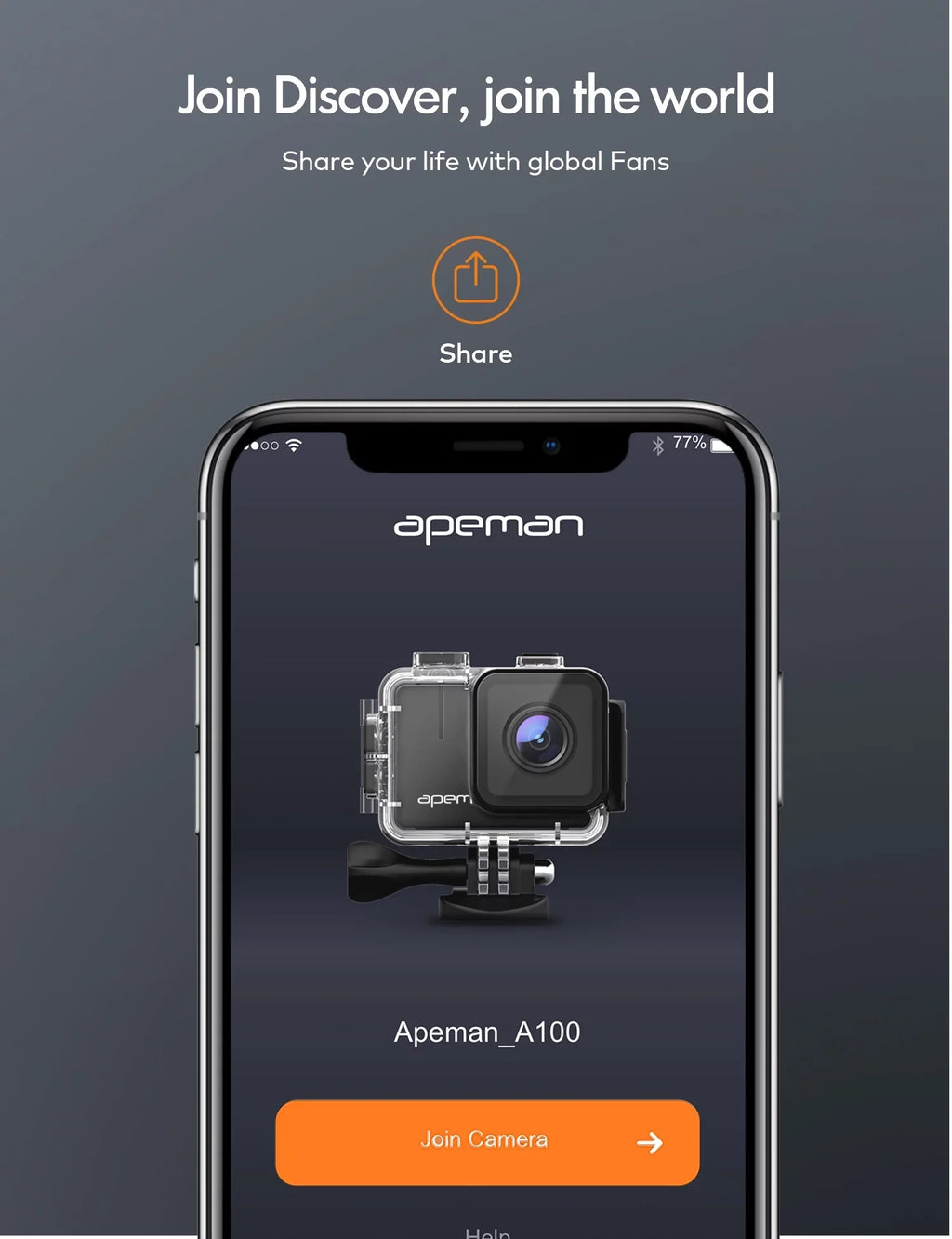 APEMAN A100s Action Camera 4K 50fps Touchscreen Ultra HD 20MP WiFi Sports 40M Dual 1350 mAh Batteries