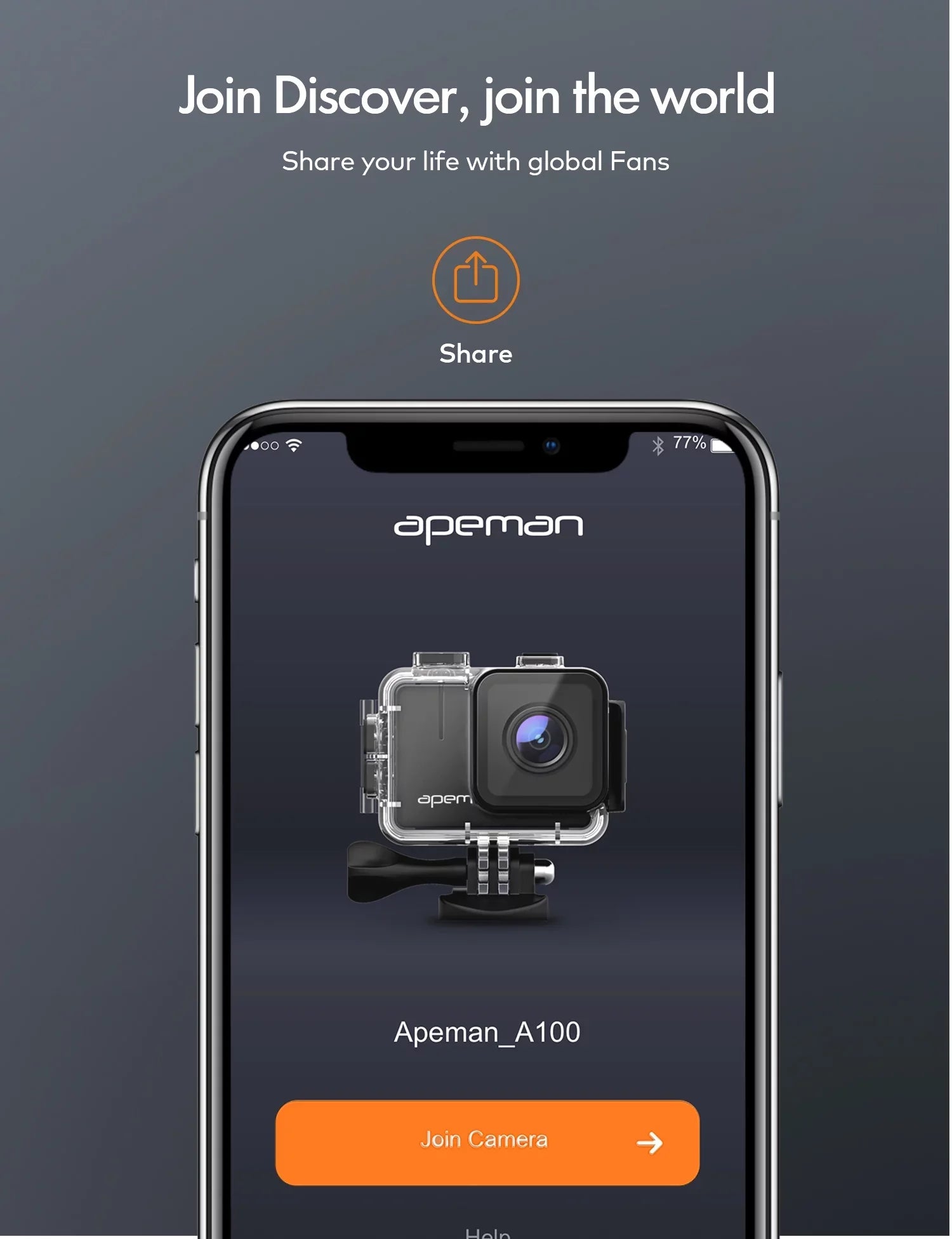 APEMAN A100s Action Camera 4K 50fps Touchscreen Ultra HD 20MP WiFi Sports 40M Dual 1350 mAh Batteries