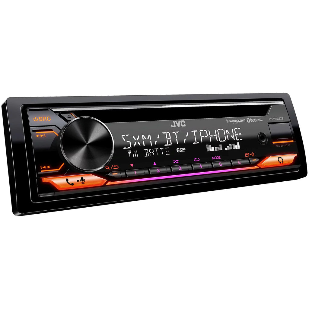 JVC KD-TD91BTS - CD Receiver w/ Bluetooth, Front USB, AUX, Amazon Alexa, SirusXM Ready + Two Pairs Of JVC 6x9" Speakers