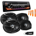 JVC KD-TD91BTS - CD Receiver w/ Bluetooth, Front USB, AUX, Amazon Alexa, SirusXM Ready + Two Pairs Of JVC 6x9" Speakers