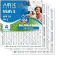 12x12x1 Air Filter MERV 8 Comparable to MPR 700 & FPR 5 Electrostatic Pleated Air Conditioner Filter 4 Pack HVAC AC Premium USA Made 12x12x1 Furnace Filters by AIRX FILTERS WICKED CLEAN AIR.