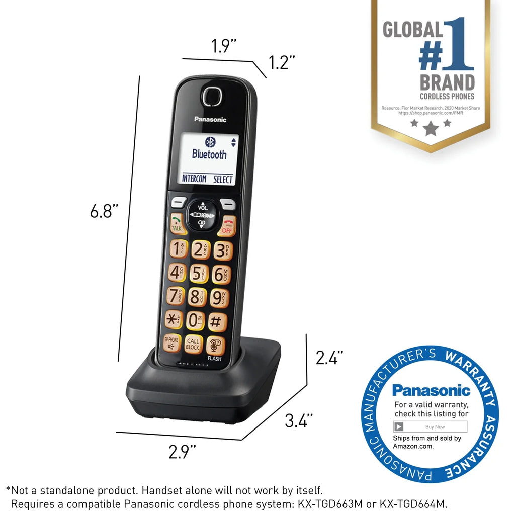 Panasonic KX-TGD66x Cordless Phone Accessory Handset, KX-TGDA66M