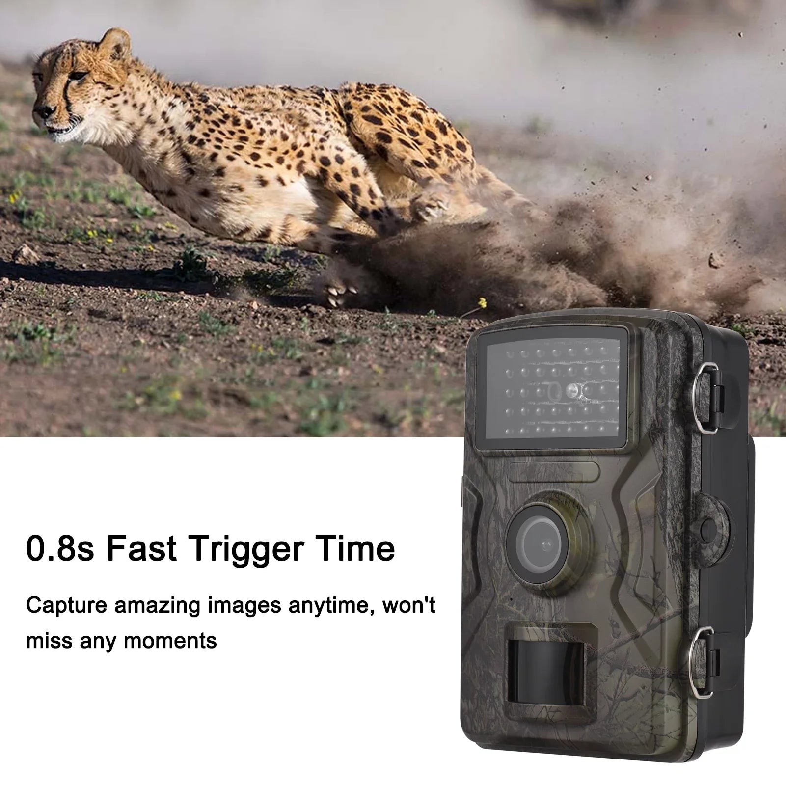 Eccomum 1080P Trail Camera 16MP Wildlife Camera Tracking Camera with 2.0 Inch TFT Color Screen 0.8s Trigger Time Supports Infrared Night Vision Motion Activated IP66 Waterproof