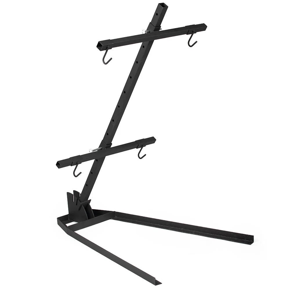Ash & Ember Asado Cross with Adjustable Base, 61 x 28 Patagonian BBQ, 150 LB Capacity Whole Animal BBQ Stand, High Temp Black Paint