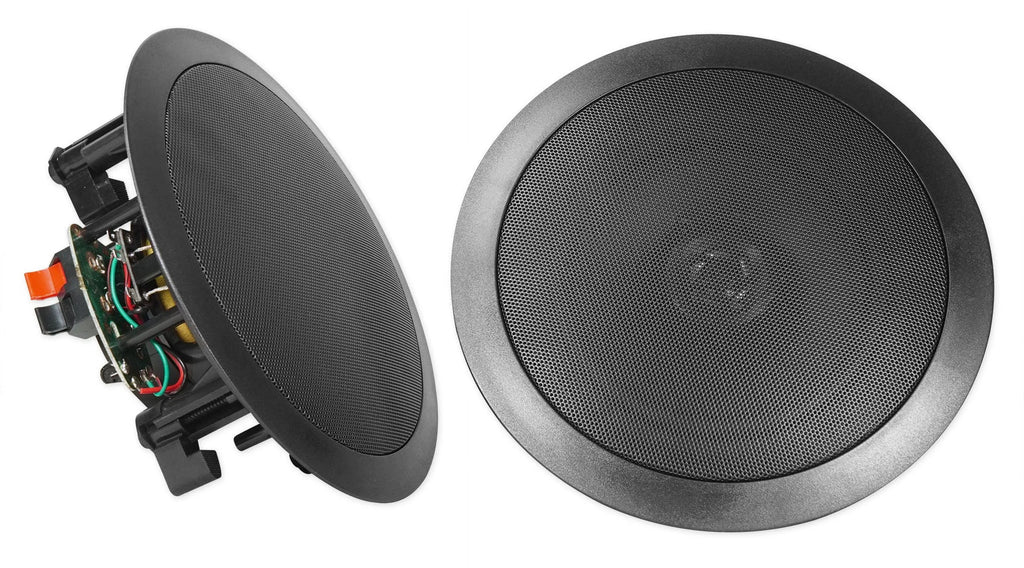Rockville SINGMIX 5 Bluetooth Home Receiver Amp+(4) 8" Black Ceiling Speakers