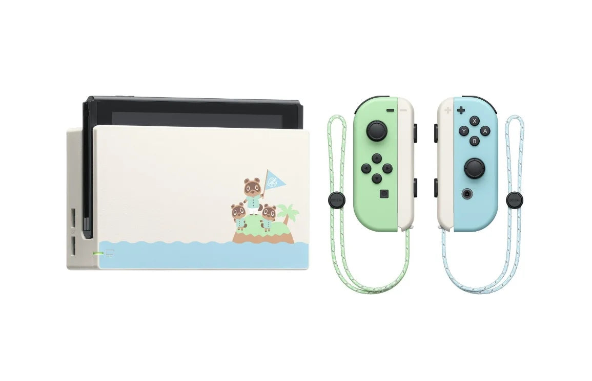 New Nintendo Switch Animal Crossing Limited Edition Console - Bundle with Kirby's Return to Dreamland: Deluxe Edition + Switch Carrying Case + 64GB MicroSD Card