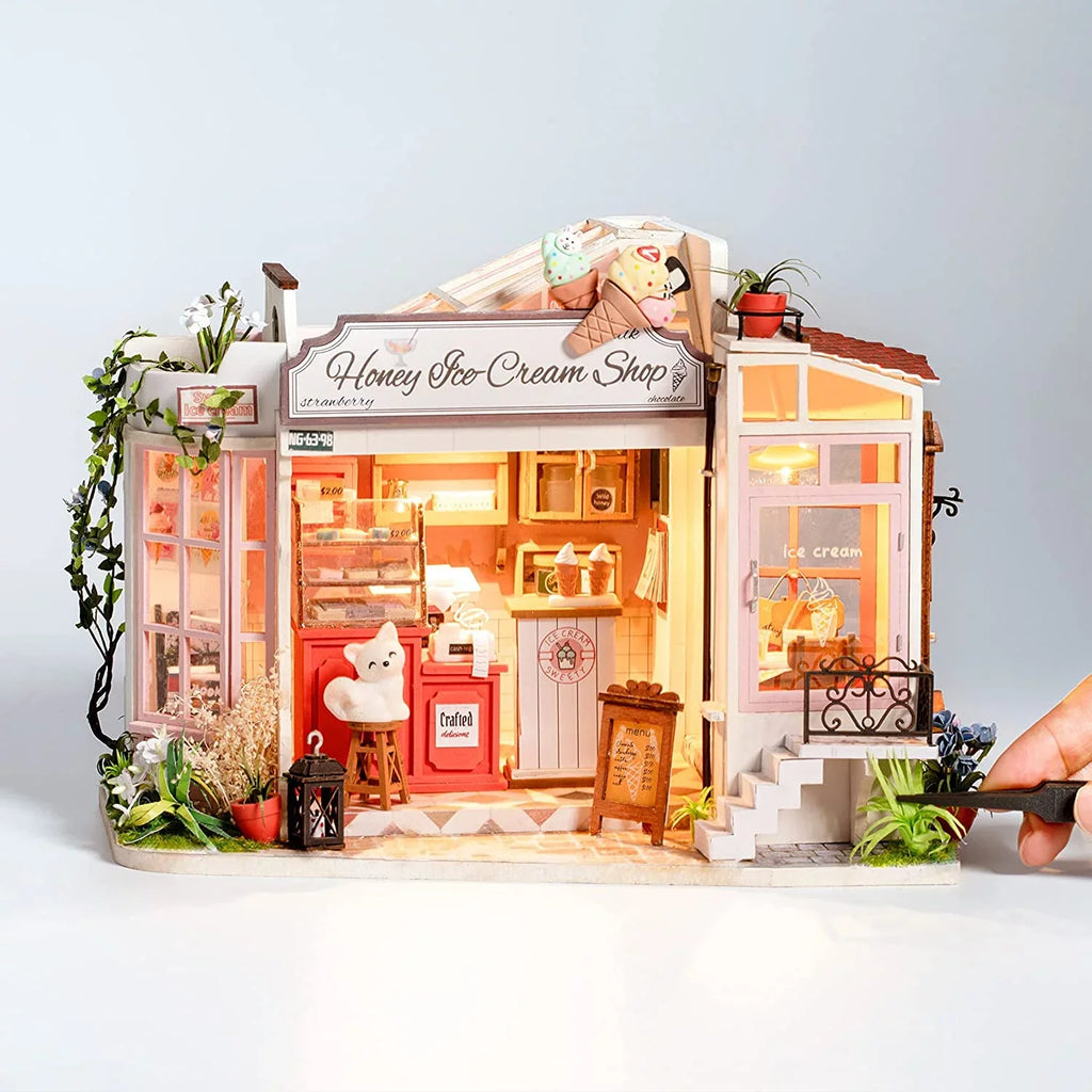 Rolife DIY Miniature Dollhouse Kit 1/24 Scale Tiny House Making Kit Home Decor Gifts Adults & Teens (Honey Ice-Cream Shop)