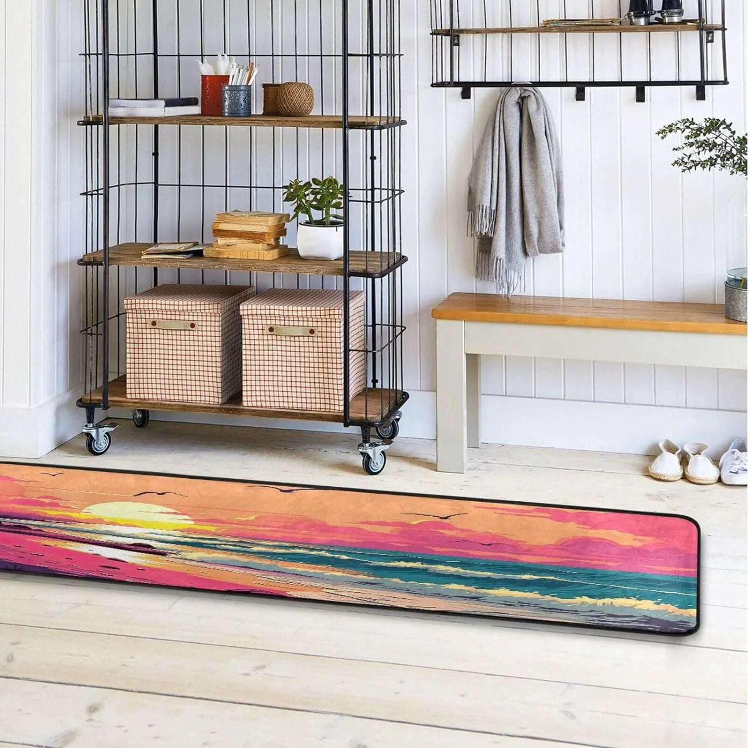 Coolnut Ocean Waves Non-Slip Runner Rug Area Rug Washable Rectangle Rug Bedroom Living Room Bathroom Hallways 72x24 Inches#10 Home Decor