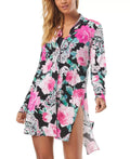 Carmen Marc Valvo Floral-Print Tie-Front Coating