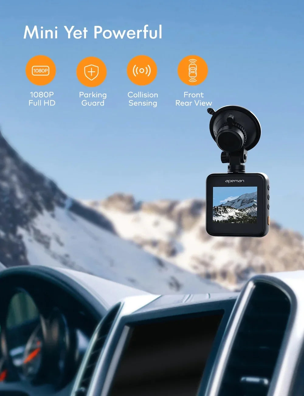 APEMAN Wifi Dash Cam with App, Car Camera Sony Starvis Sensor, IPS Display, Night Vision, Parking Monitor, Support GPS, Black