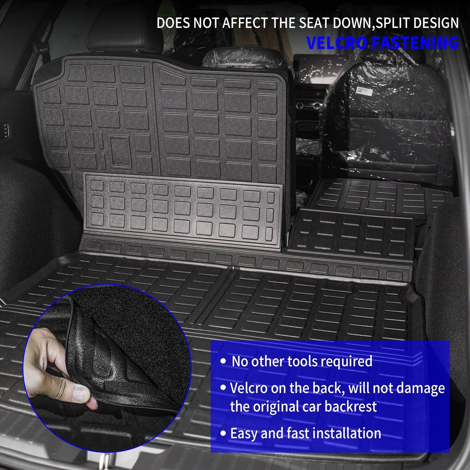 Cargo Mat with 2023 2024 Honda CRV Hybrid Cargo Liner Trunk Mat Back Seat Protection Protector Honda CR-V Accessories (Fit Upper Deck, Trunk Mat+Backrest Mats)
