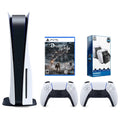 Sony Playstation 5 Disc Version Console with Extra White Controller, Surge Dual Controller Charge Dock and Demon's Souls Bundle