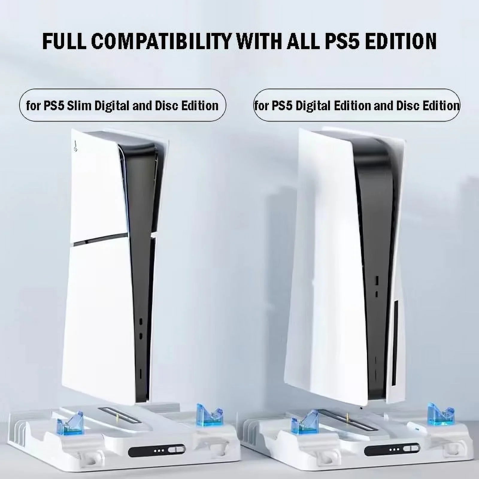 Stand Cooling Station PS5 Slim Game Console with Dual Controller Charging Station Game Slots Game Console Accessories-White