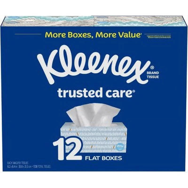 Kleenex Trusted Care Everyday Facial Tissues, Flat Boxes (144 tissues, 12 pk.)