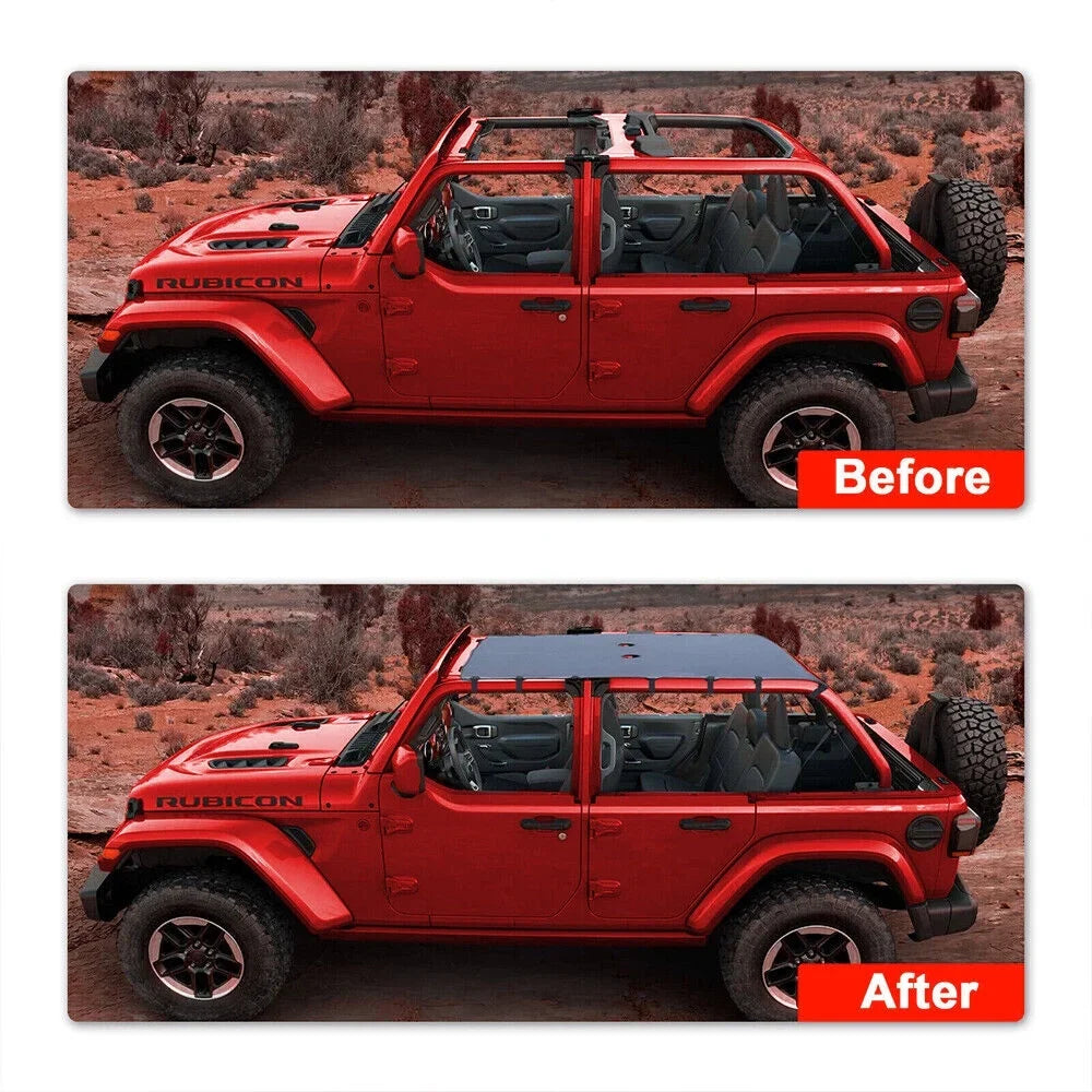 Enhance Your Jeep Wrangler JK JKU 07-18 with Leather Top Sunshade Protection - Ultimate Sun Protection and Easy Installation