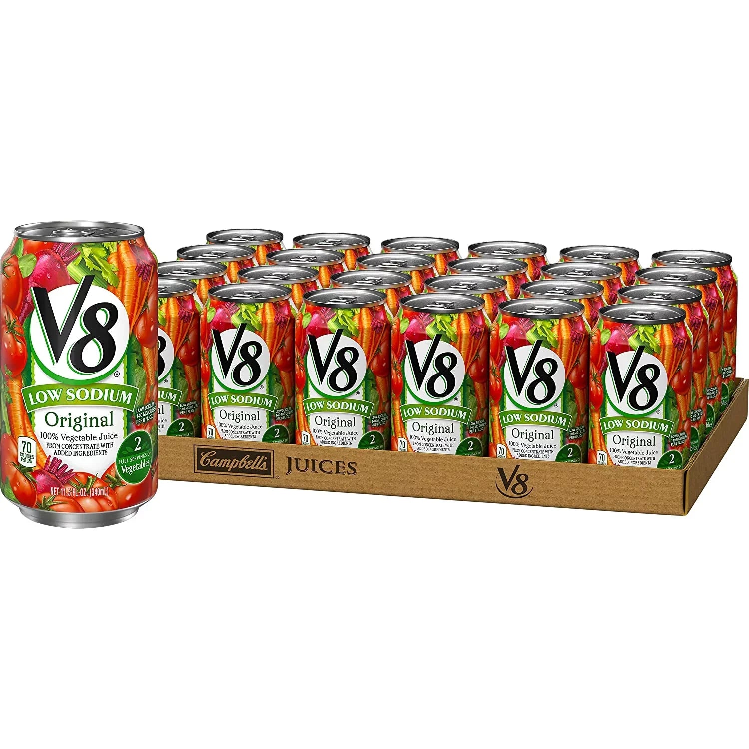 V8 Original Low Sodium 100% Vegetable Juice, 11.5 Oz. Can (Pack Of 24)