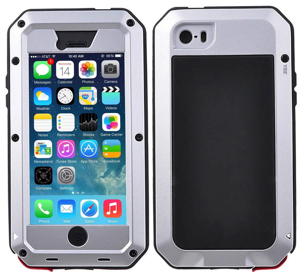 Gorilla Glass Aluminum Metal iPhone 8 Plus Case (Silver) Heavy Duty Military Grade Shockproof and Scratch Protection, Rugged Outdoor Travel